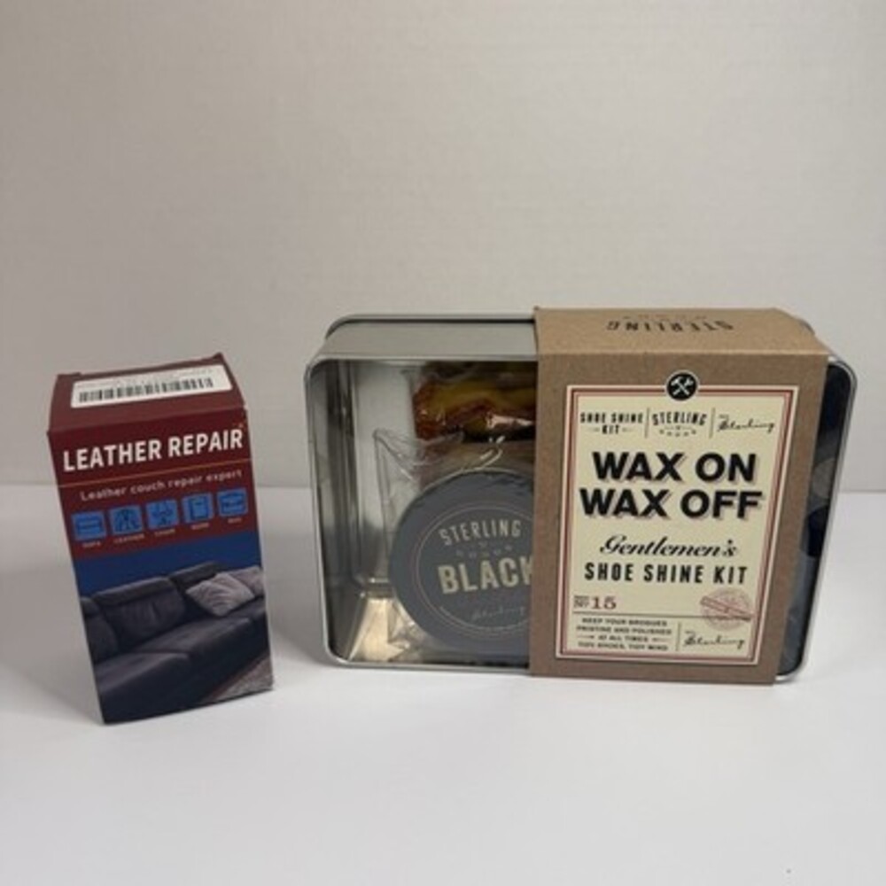 Sterling Goods Wax On Wax Off Gentlemen’s Shoe Shine Kit W/ Leather Repair Tape